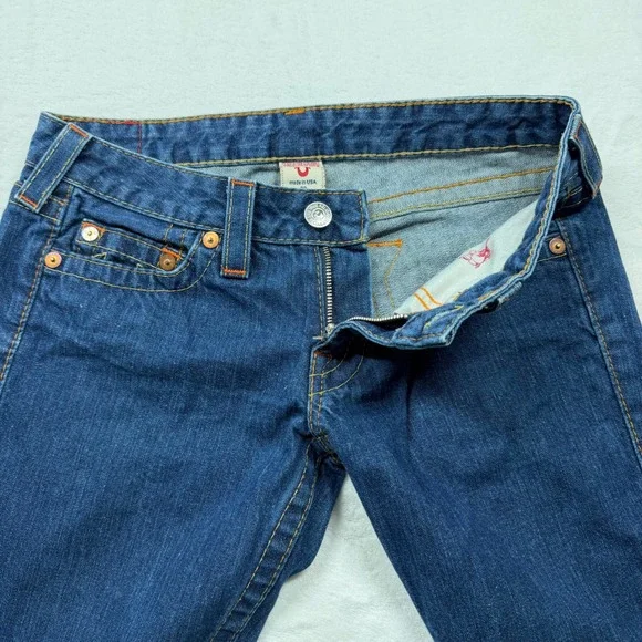 True Religion Bootcut Jeans Womens 28 Blue Excellent Low Rise Made in USA 04502